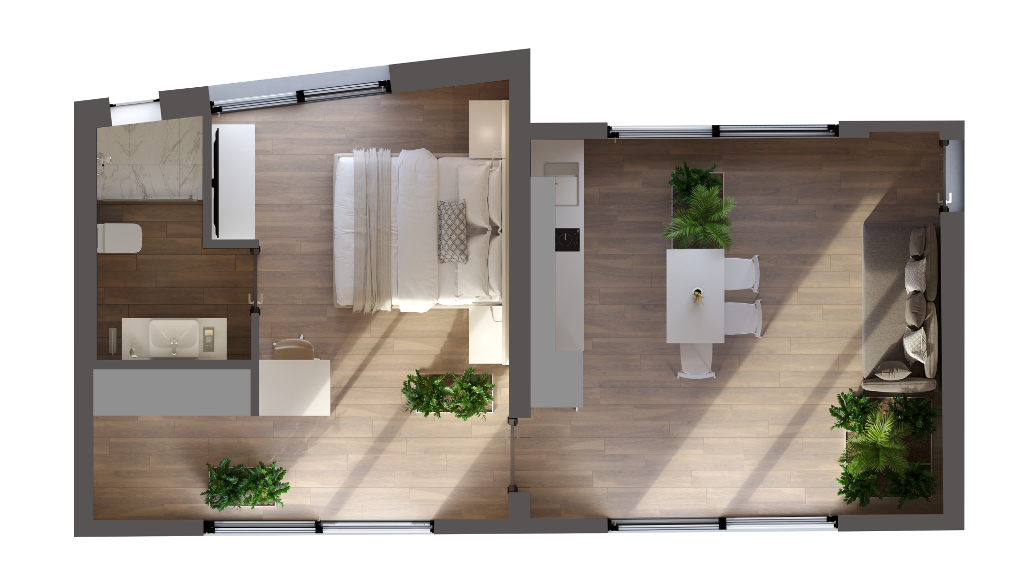 Image showcasing One Bedroom Roof Apartment with Private Terrace & Outdoor Hot Tub ...