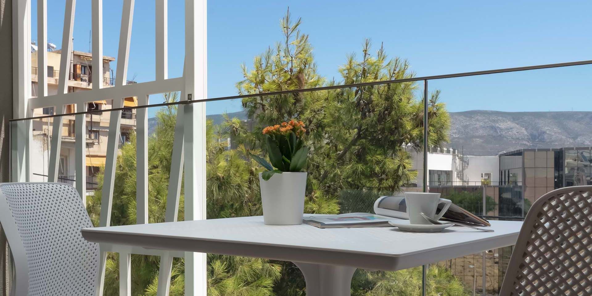 View of Deluxe Double Room with Private Balcony | Athens Hill Luxury Apartments
